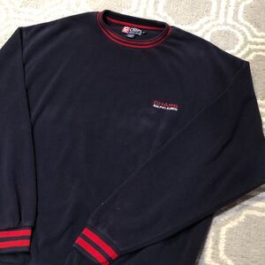 Vintage 90s Chaps Ralph Lauren Fleece Sweater Mens XL Sweatshirt Blue Red Ringer